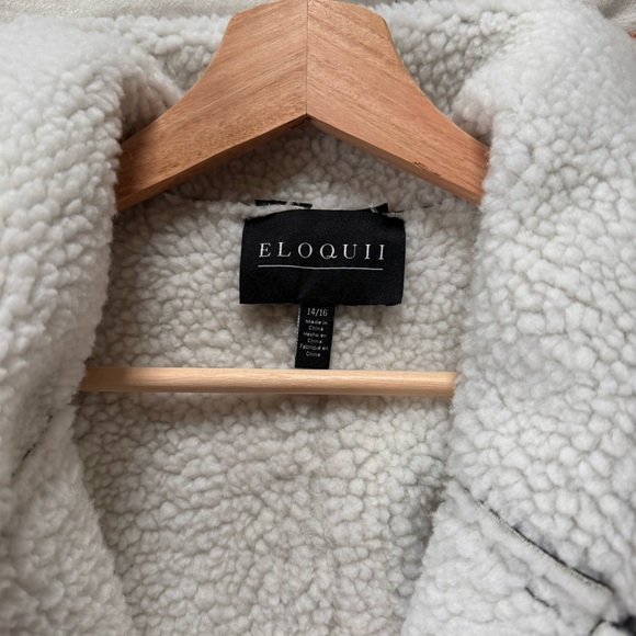 ELOQUII Freya Convertible Patent Leather Sherpa Coat size 14/16 - Picture 5 of 10